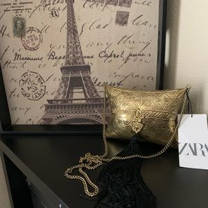 Zara brass Purse with Tassel